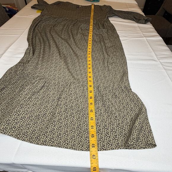 Loft Women’s Maxi Dress Granny Gown Size Medium Ruffled Bottom Olive Green - Picture 9 of 10